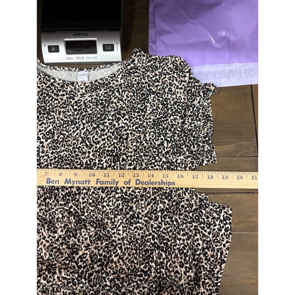 Leopard Print Casual Short Sleeve Dress Size L - Picture 4 of 6